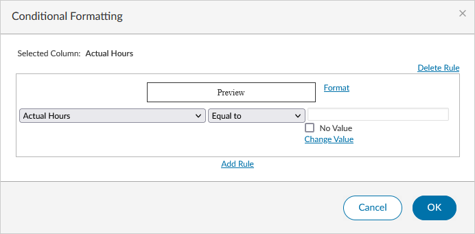 conditional formatting window