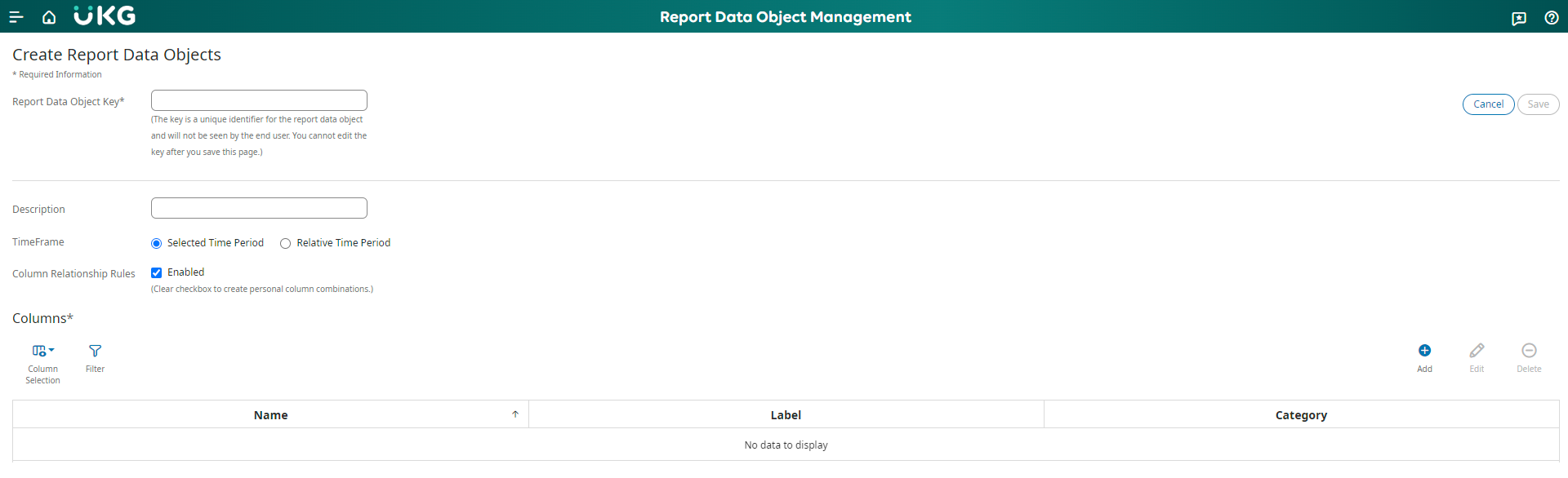 Report Data Object Management